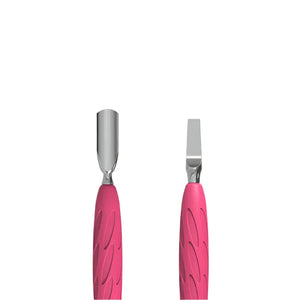 Staleks Manicure pusher Gummy with silicone handle UNIQ 10 TYPE 5 (rounded narrow pusher and straight blade), יופילי