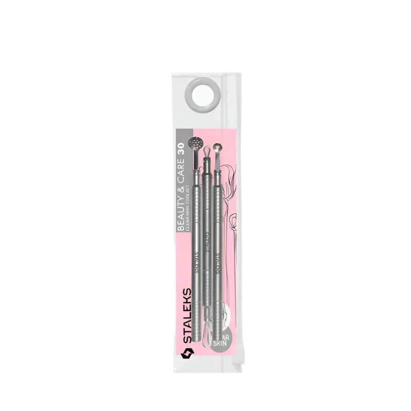 Staleks Cosmetology toolset “Clean Skin” BEAUTY & CARE 30 (Uno spoon, round tool with 19 holes and double-ended loop), יופילי