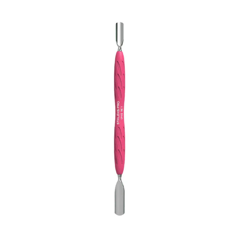Staleks Manicure pusher Gummy with silicone handle UNIQ 10 TYPE 1 (rounded wide and rounded narrow pusher), יופילי