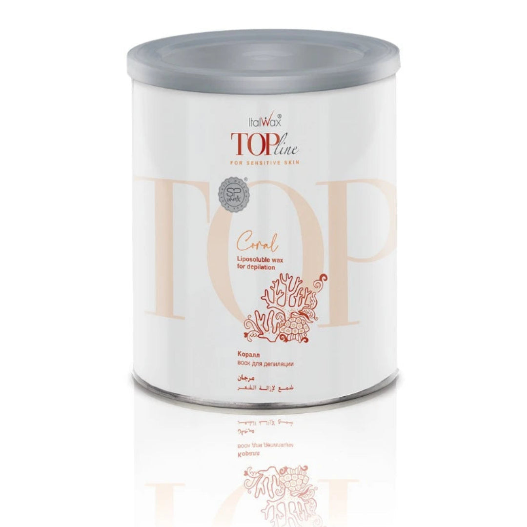 ItalWax טופ ליין קורל – שעווה סינתטית היפואלרגנית לעור רגיש בפחית 800 מ"ל שעווה קרמית