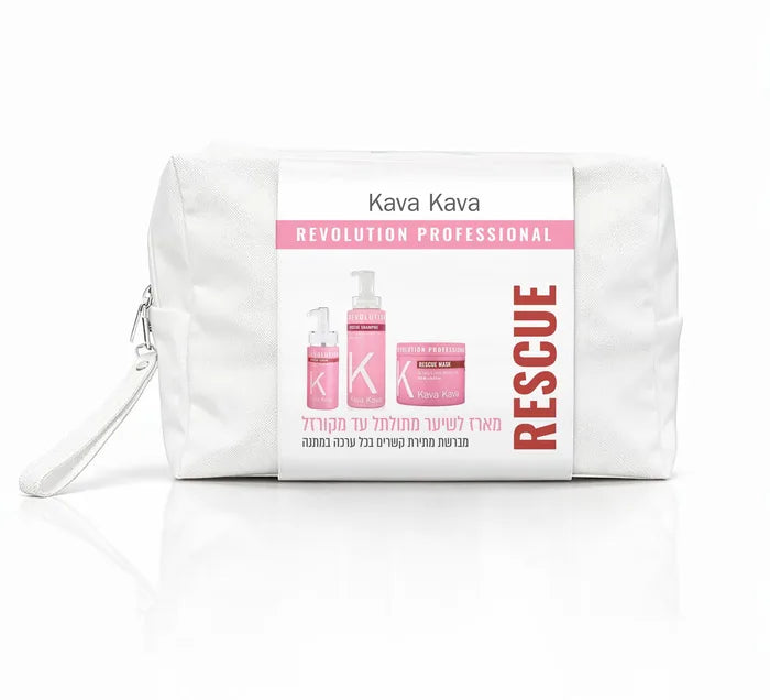 קווה קווה תיק מוצרים מהודר KAVA KAVA מסדרת רסקיו לשיער מתולתל/ מקורזל ומרדני
