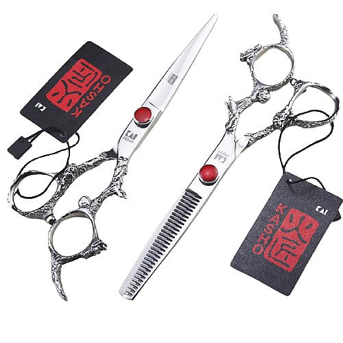 Thinning and cutting  scissors set with case 6 inch silver