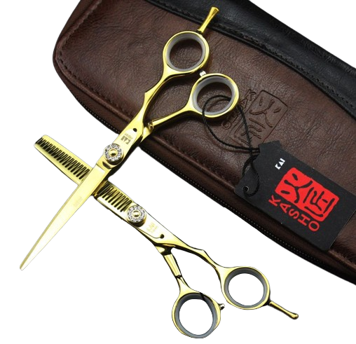 6 inch gold cutting and thinning scissors set with case