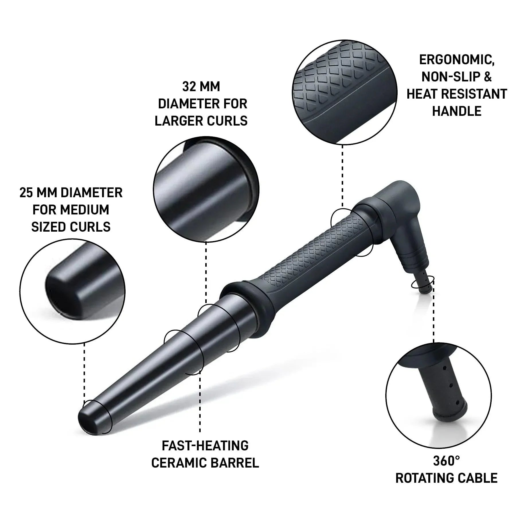 גולדן קארל מסלסל שיער במבינו לעיצוב תלתלים מושלמים 25-32 מ"מ - Golden Curl, יופילי