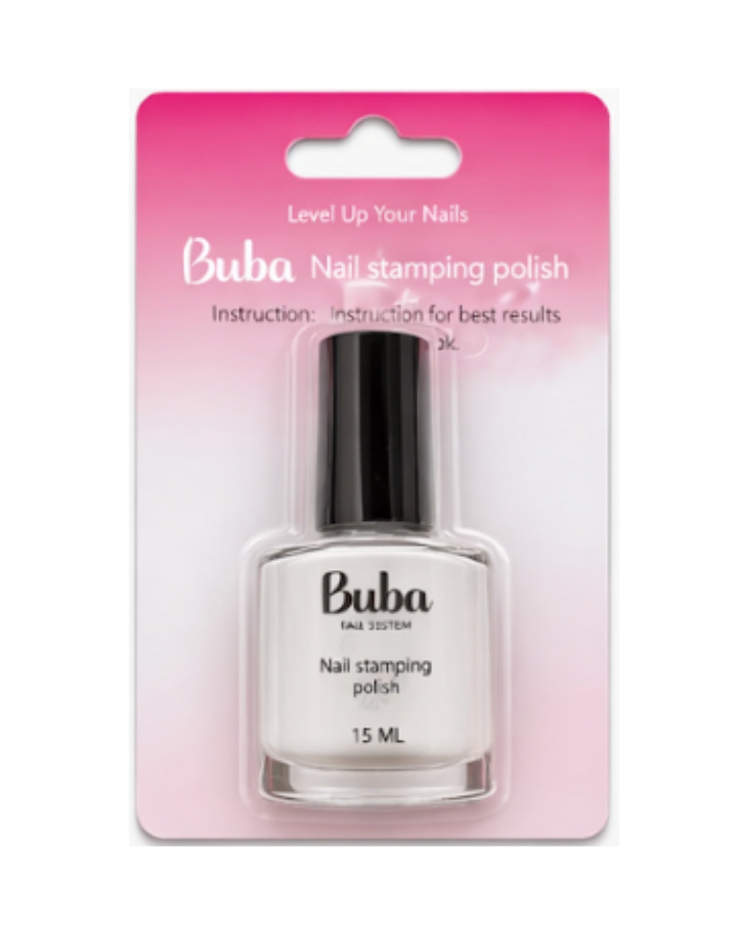 לק להטבעה לציפורניים Buba – לבן קלאסי 15 מ״ל