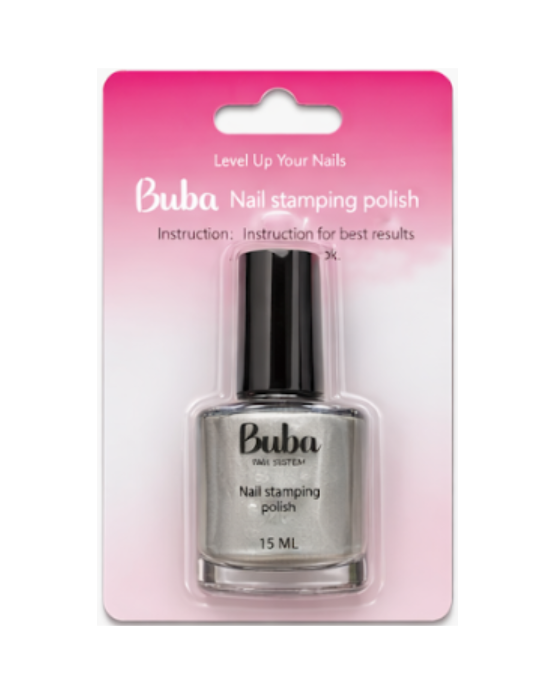 לק להטבעה לציפורניים Buba – גוון כסף מטאלי 15 מ״ל