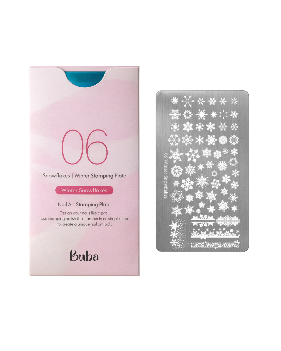 לוח הטבעה לציפורניים Buba 06 – דוגמאות Snowflakes