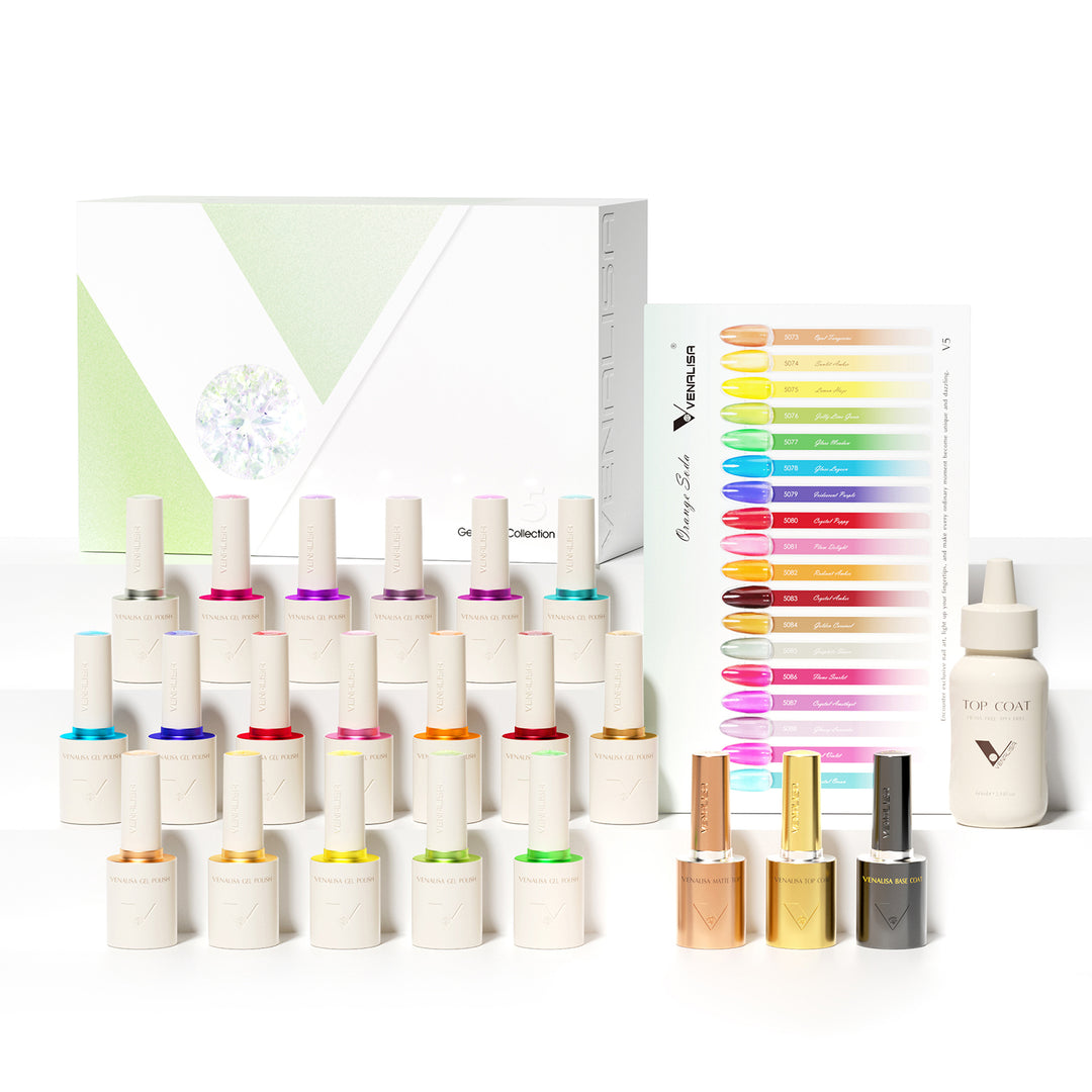 לק ג'ל אטום  הפורמולה החדשנית ללא HEMA, TPO, ו-HPMA - ונליסה Venalisa מארז יוקרתי של 18 לקים בגוונים טהורים - ORANGE SODA