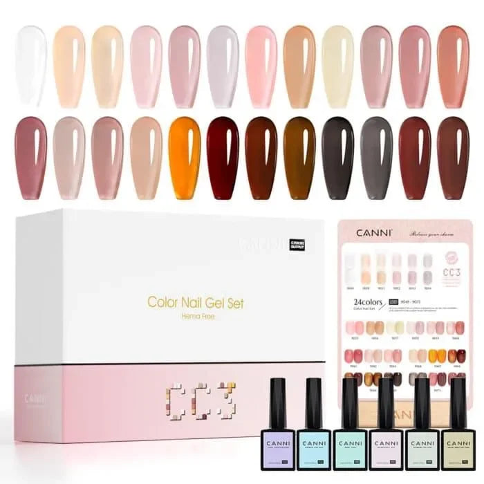 CANNI סט מזוודה 30 בקבוקים לק ג’ל 9 מ”ל hema free-SET CC3, יופילי