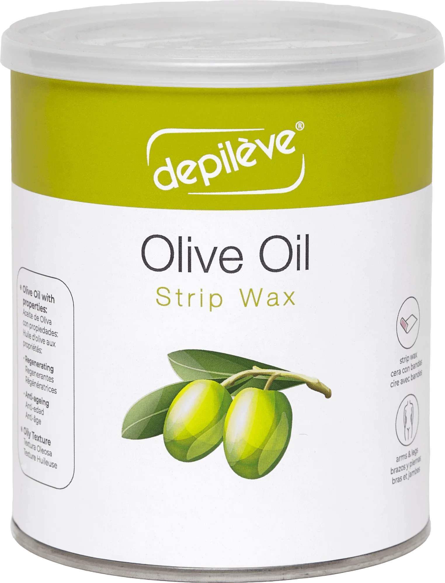 שעווה עם שמן זית להסרה ברצועות 800 גרם | Depileve – תמונת אריזת המוצר