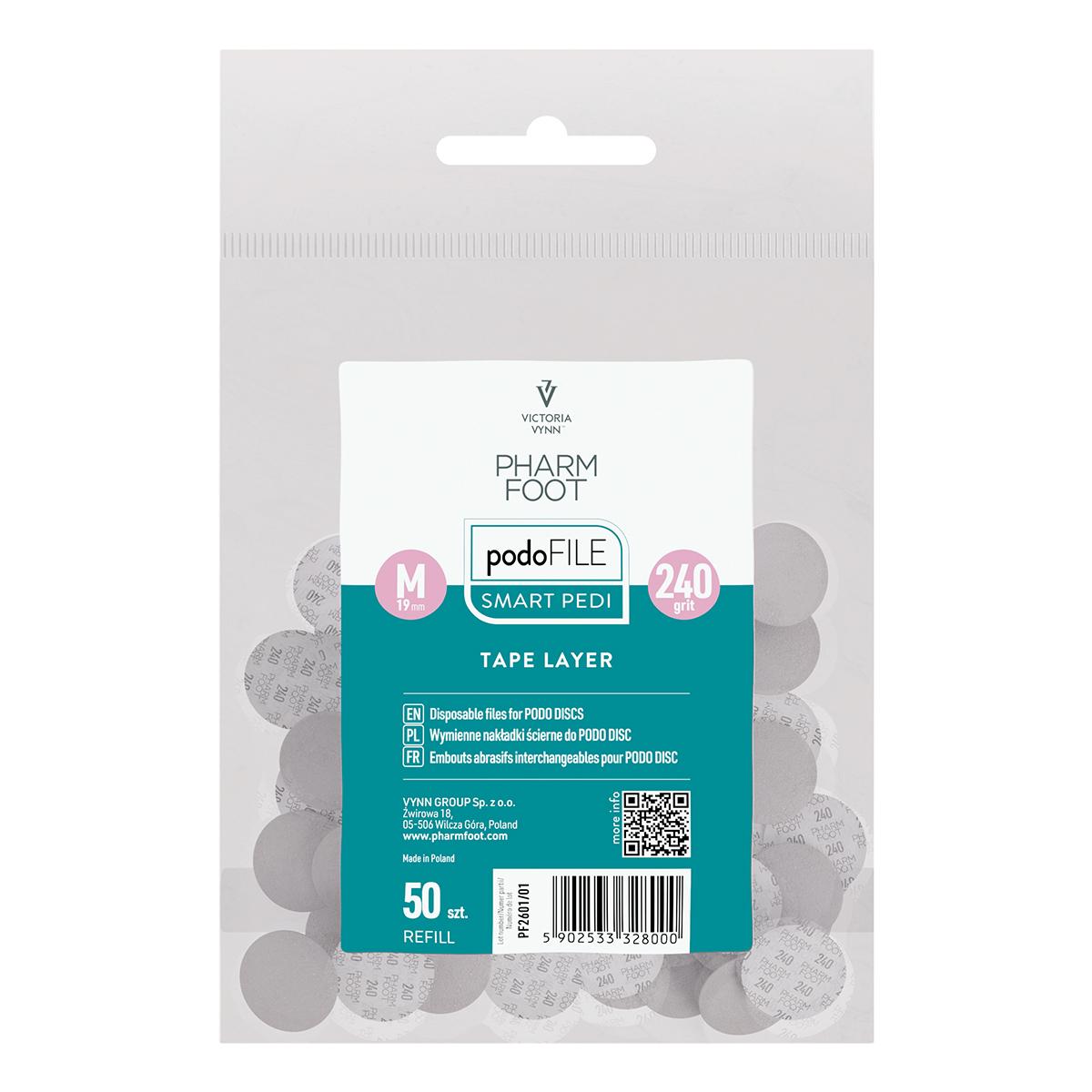 Pharm Foot PODO FILE TAPE LAYER | שוחקים חד-פעמיים על סרט לדיסק פדיקור - REFILL 50 יח' | חספוס 100/180/240