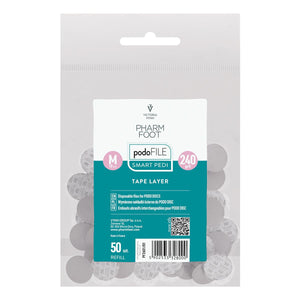 Pharm Foot PODO FILE TAPE LAYER | שוחקים חד-פעמיים על סרט לדיסק פדיקור - REFILL 50 יח' | חספוס 100/180/240