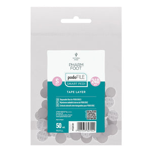 Pharm Foot PODO FILE TAPE LAYER | שוחקים חד-פעמיים על סרט לדיסק פדיקור - REFILL 50 יח' | חספוס 100/180/240
