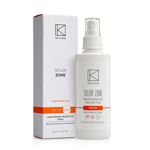 תרסיס הגנה Solar Zone SPF 50+ עם לחות מוגברת 125 מ״ל | Dr Kadir – תמונת אריזת המוצר