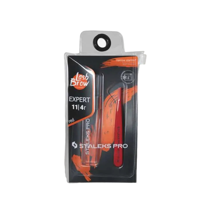 Staleks - סטאלקס - פינצטה לגבות אדומה EXPERT 11 TYPE 4R (צרה ומשופעת)