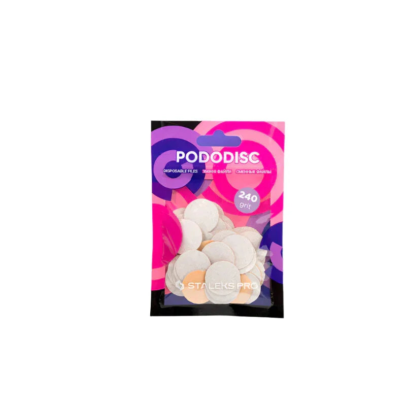 Staleks פילות חד-פעמיות לדיסק Pododisc M 20 מ"מ גריט 240 לבן (50 יח')