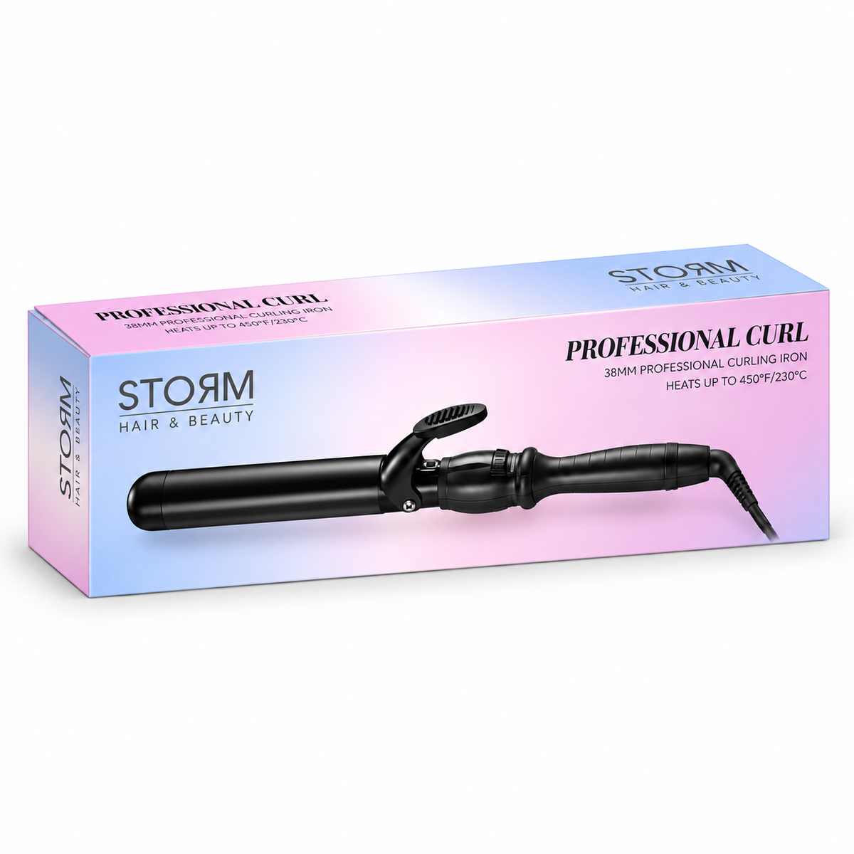 מסלסל שיער STORM Professional Curl בקוטר 38 מ״מ – הדמיית אריזה